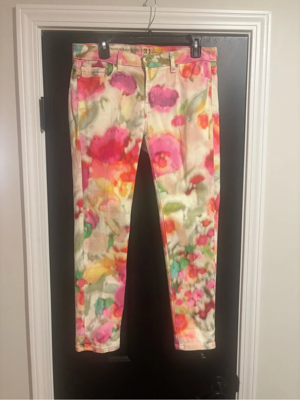 kate spade Vibrant Floral Skinny Jeans — Pink, Green, Orange